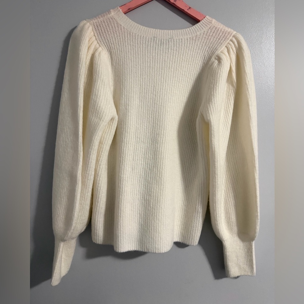 1. State Cream Balloon Sleeve Knit Sweater - Picture 3 of 5